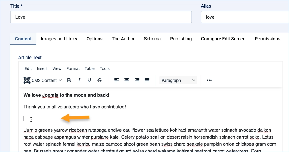 Screenshot showing positioning for read-more link
