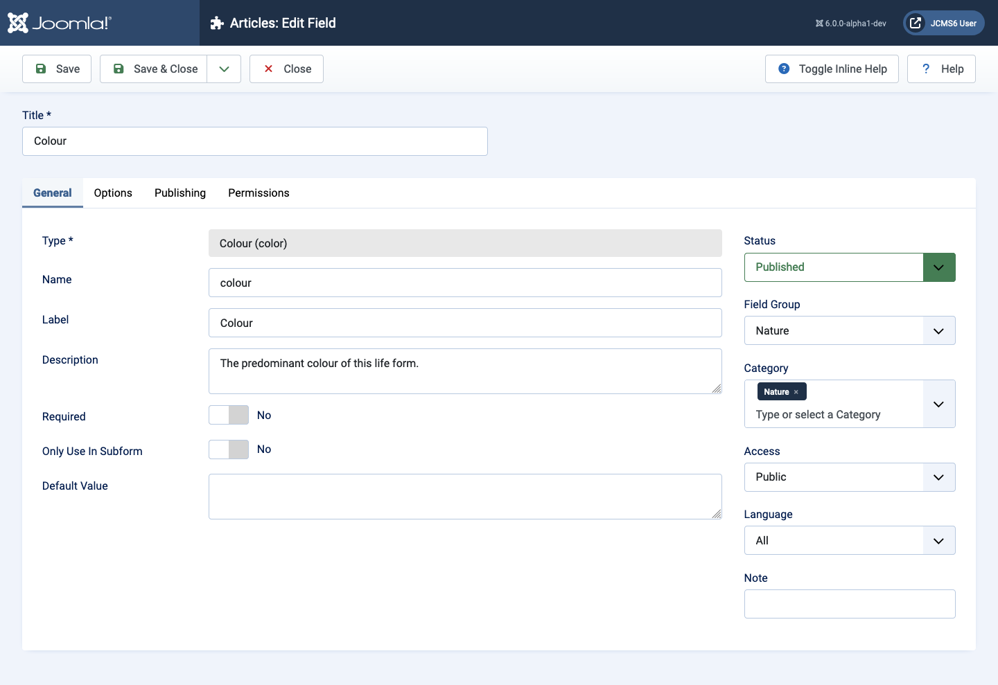 Colour field creation