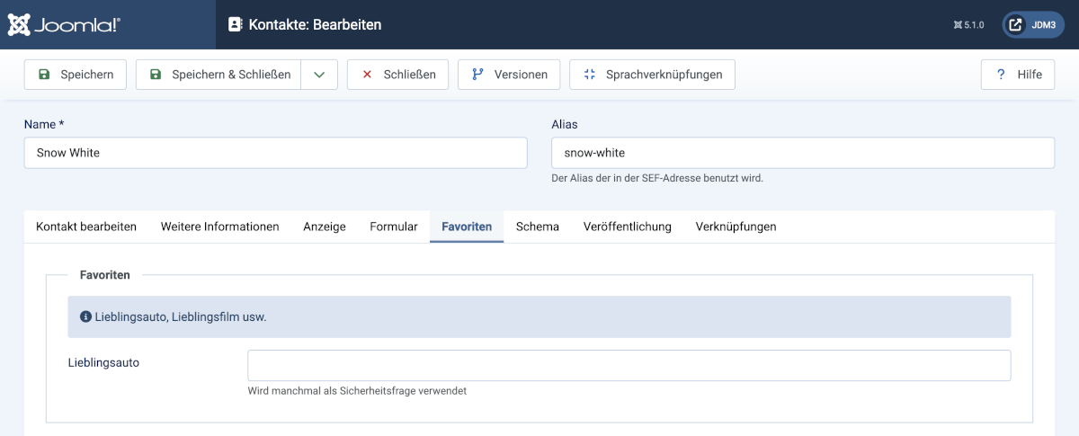 Data entry in German Data entry in German