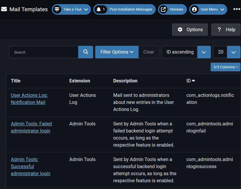 Mail Templates List Mail Templates List