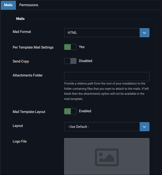 Mail Templates Options
