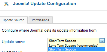 Joomla Update Configuration