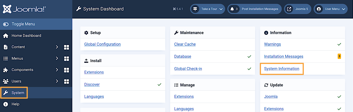 Click System, and then System Information
