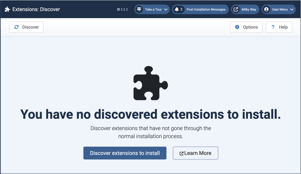 Discover Screen With No Extensions To Install