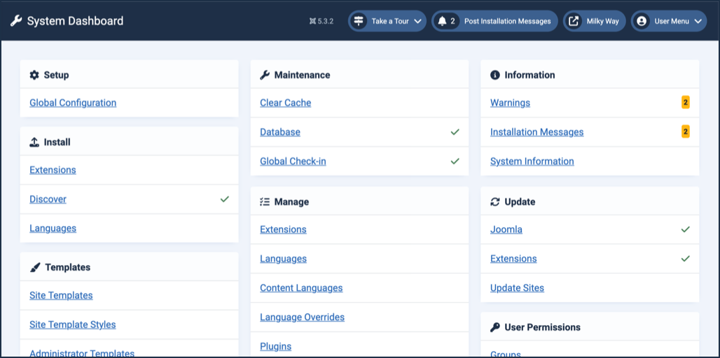 post update system dashboard