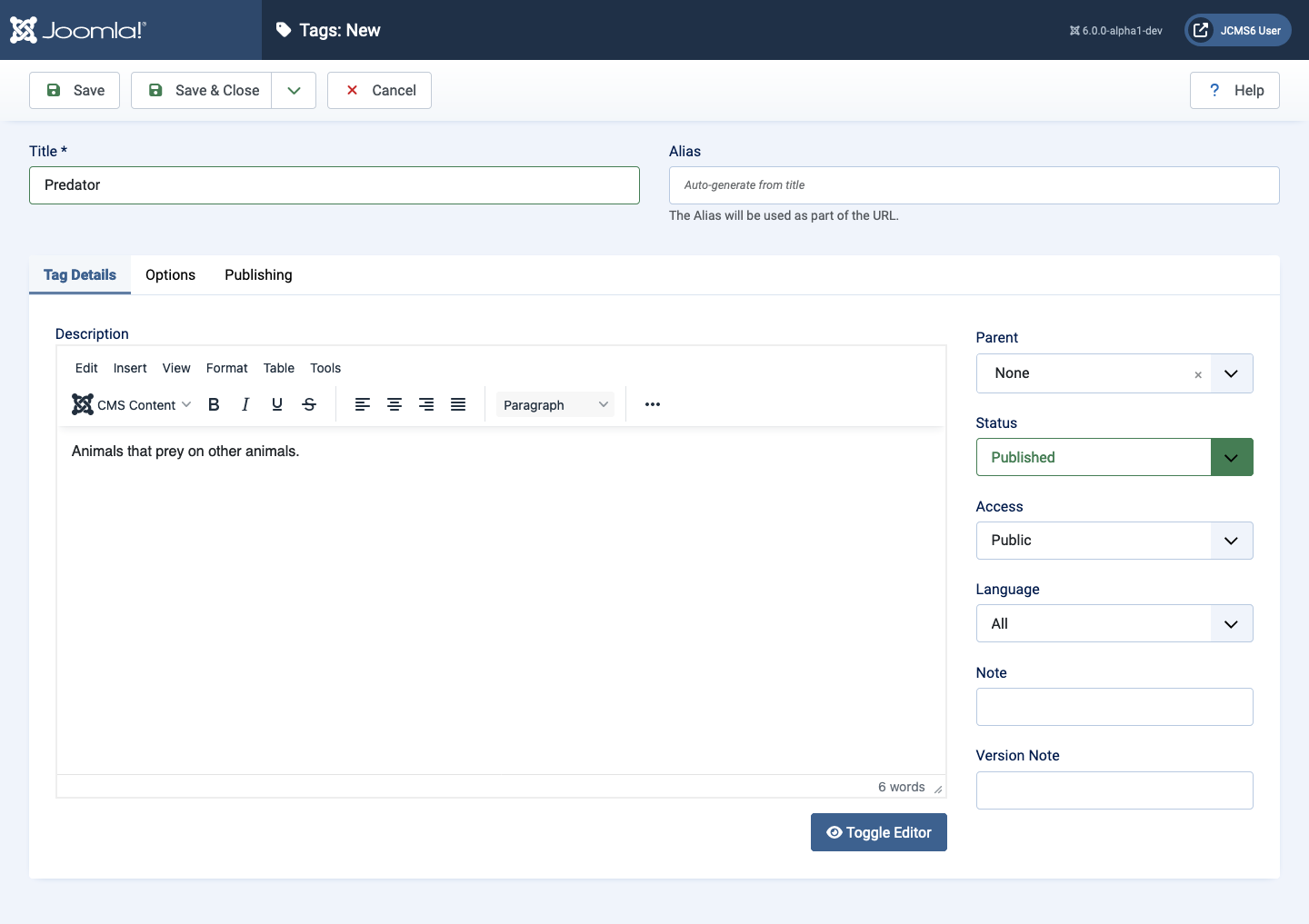 new tag named predator