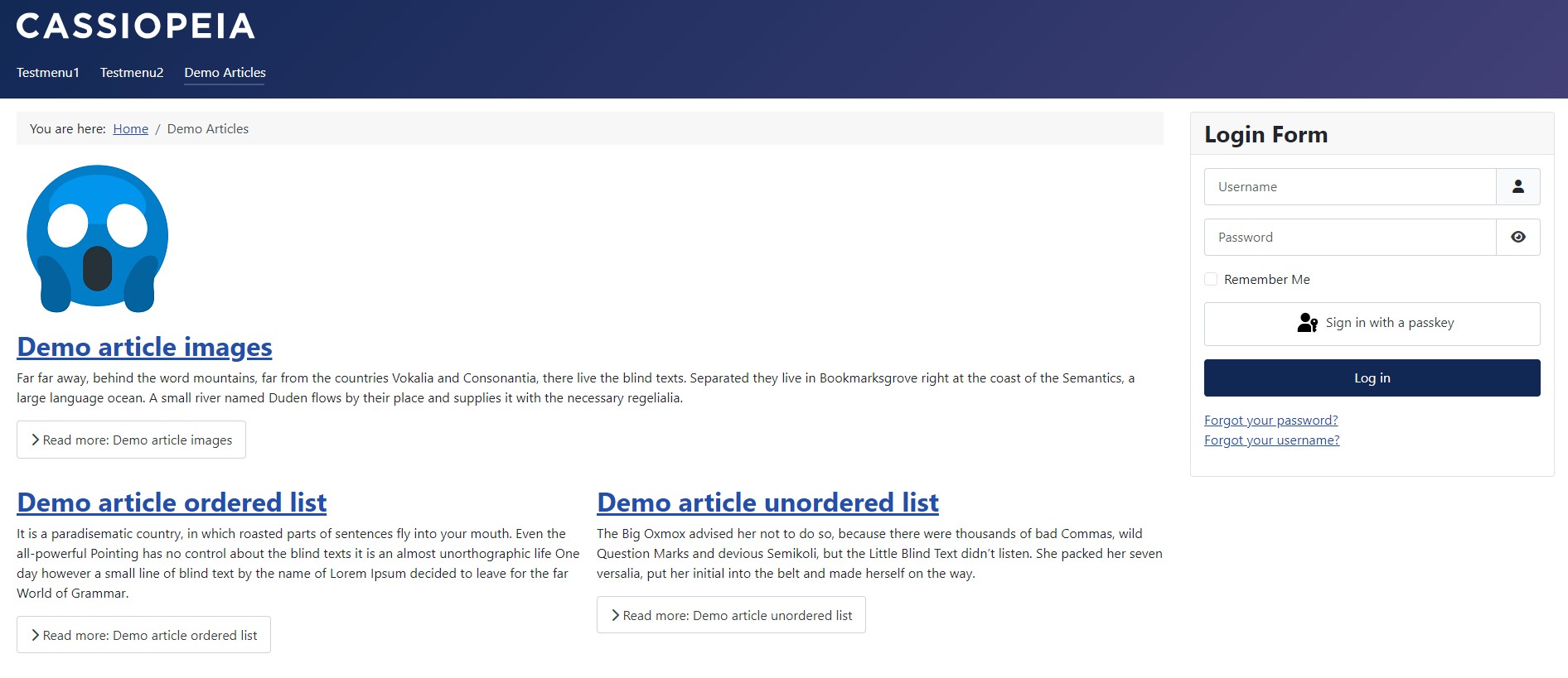 Screenshot frontend category blog page with intro image